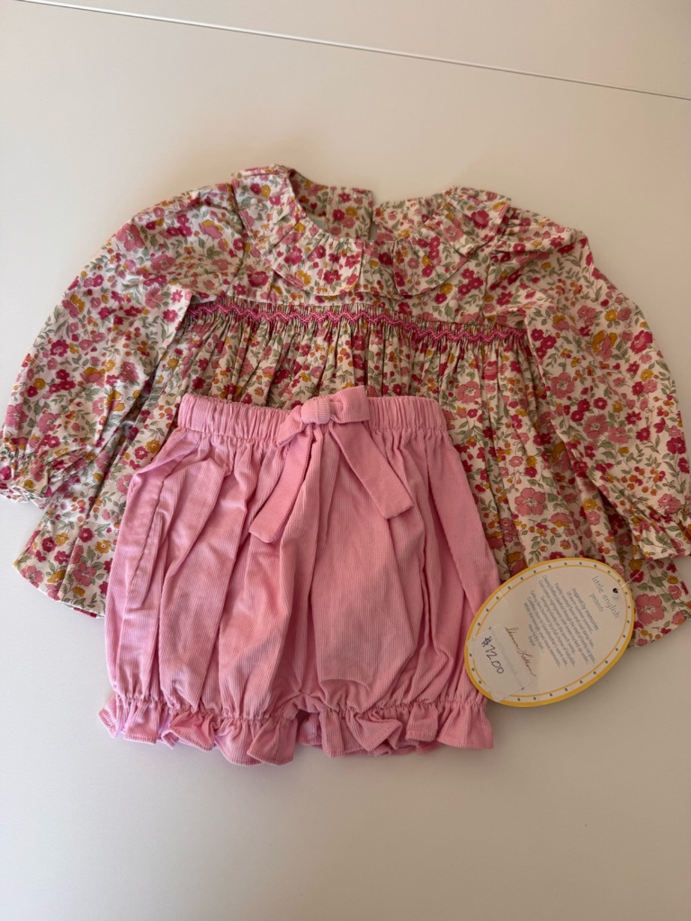 Little English Pink Floral Smocked Top